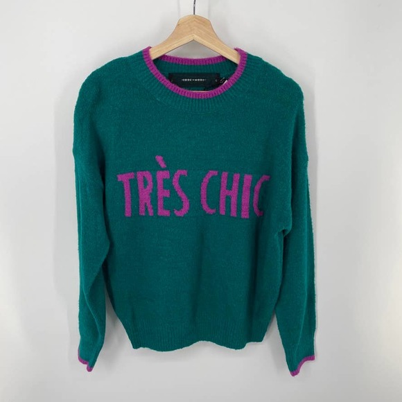 Code x Mode Tres Chic Green Crewneck Sweater Mediu - Picture 1 of 5